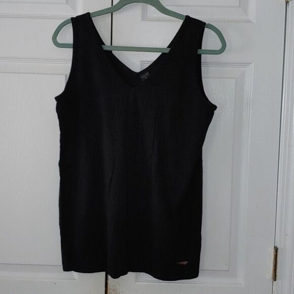 Copper Fit Pro black v neck sleeveless shirr Sz M - Picture 1 of 3